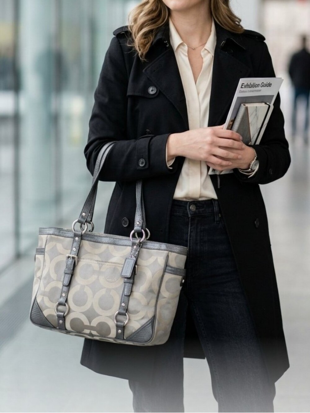 Coach L1173-19404M Grey Op Art shoulder bag